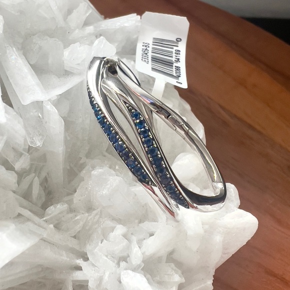 NWT Judith Ripka Nova Large Pave Blue Sapphire Hoops - Picture 3 of 15